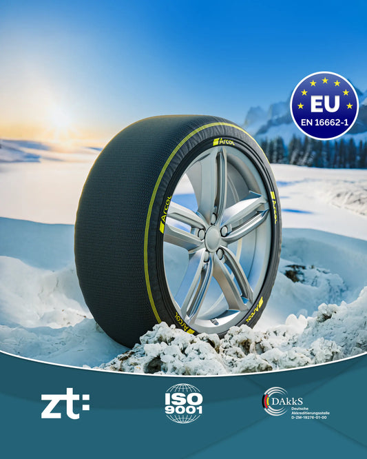 snow socks arcticpro with eu wide homologation for winter driving